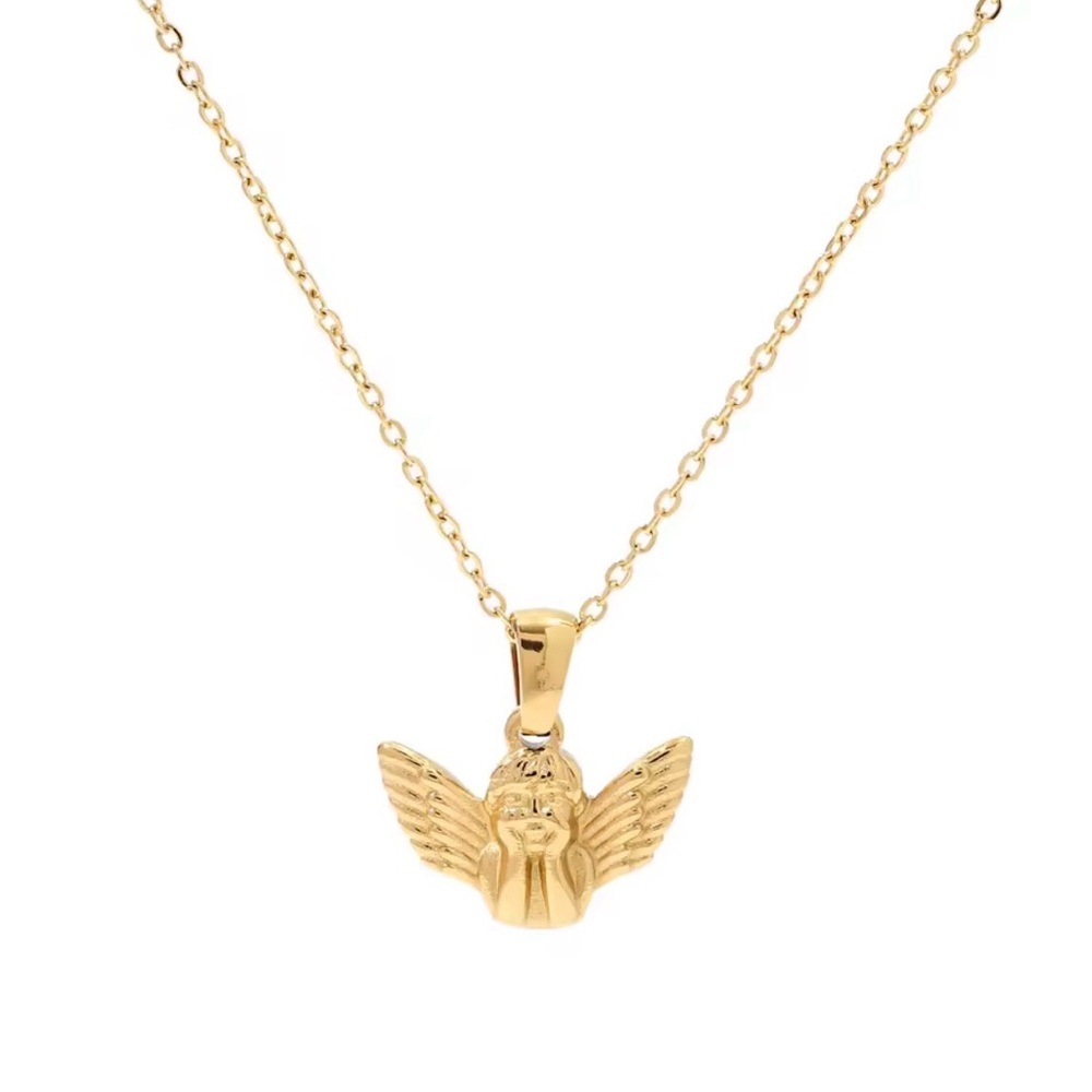 Gold Angel Wing Pendant Necklace